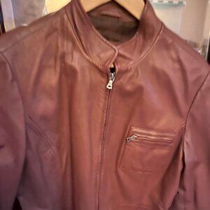 Unique Tahari  100% Leather Zip Up Jacket